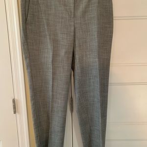 Gray with faint white check dress pants.